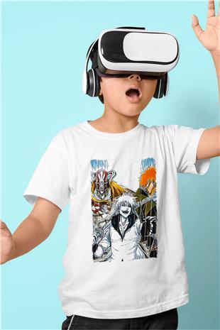 Bleach Baskılı Beyaz Unisex Beyaz Çocuk Tişört - Tshirt