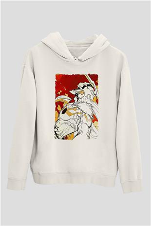 Bleach Baskılı Beyaz Unisex Hoodie