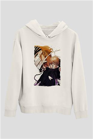 Bleach Baskılı Beyaz Unisex Hoodie
