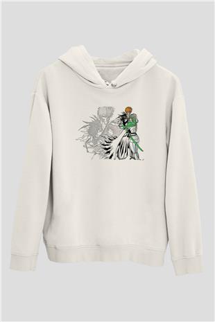 Bleach Baskılı Beyaz Unisex Hoodie