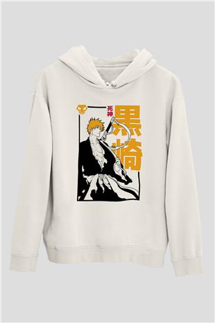 Bleach Baskılı Beyaz Unisex Hoodie