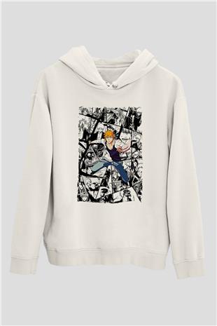 Bleach Baskılı Beyaz Unisex Hoodie