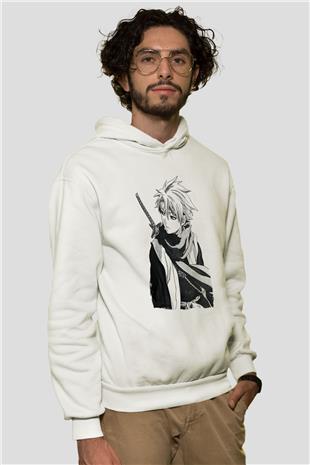 Bleach Baskılı Beyaz Unisex Hoodie