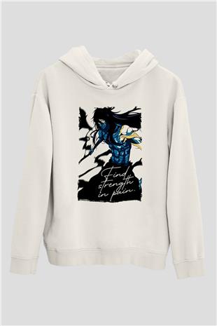 Bleach Baskılı Beyaz Unisex Hoodie