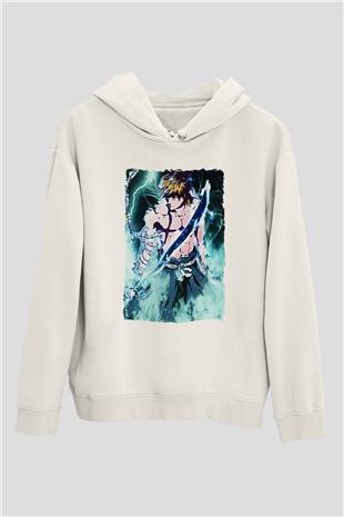 Bleach Baskılı Beyaz Unisex Hoodie
