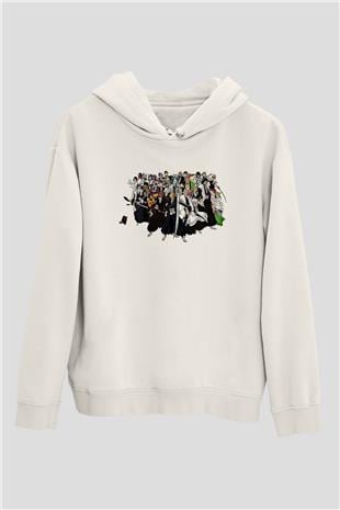 Bleach Baskılı Beyaz Unisex Hoodie