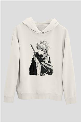 Bleach Baskılı Beyaz Unisex Hoodie
