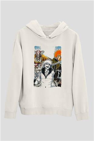 Bleach Baskılı Beyaz Unisex Hoodie