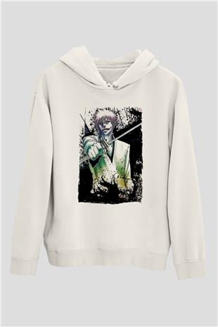 Bleach Baskılı Beyaz Unisex Hoodie