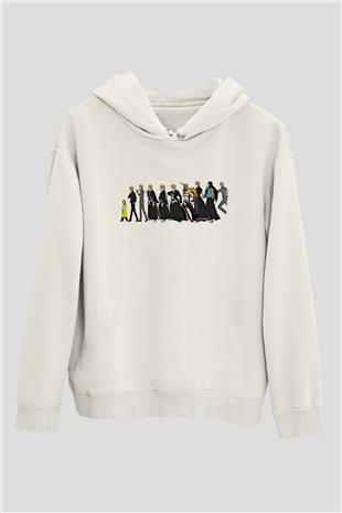 Bleach Baskılı Beyaz Unisex Hoodie