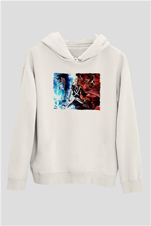 Bleach Baskılı Beyaz Unisex Hoodie