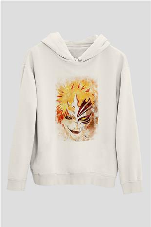 Bleach Baskılı Beyaz Unisex Hoodie
