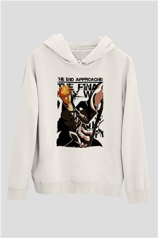Bleach Baskılı Beyaz Unisex Hoodie