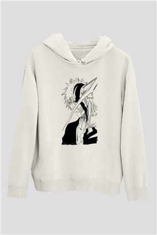 Bleach Baskılı Beyaz Unisex Hoodie