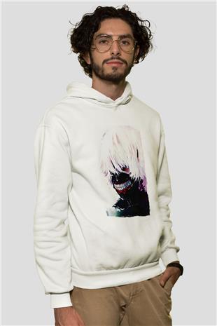 Bleach Baskılı Beyaz Unisex Hoodie