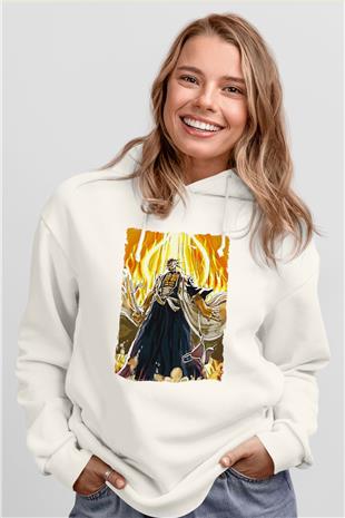 Bleach Baskılı Beyaz Unisex Hoodie