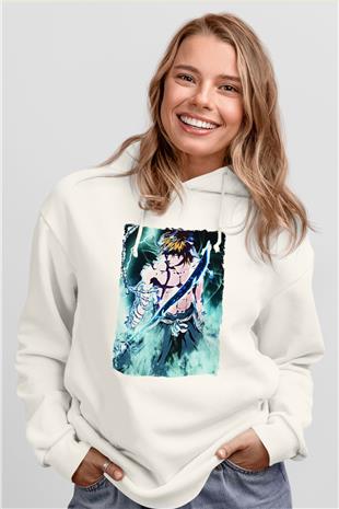 Bleach Baskılı Beyaz Unisex Hoodie