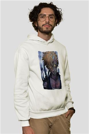 Bleach Baskılı Beyaz Unisex Hoodie