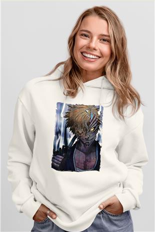 Bleach Baskılı Beyaz Unisex Hoodie