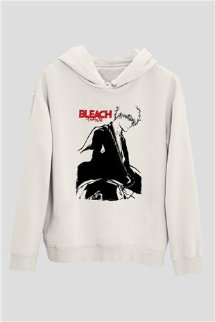 Bleach Baskılı Beyaz Unisex Hoodie