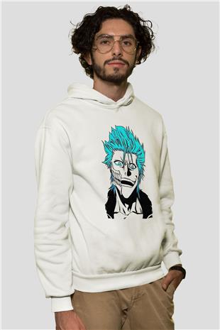 Bleach Baskılı Beyaz Unisex Hoodie