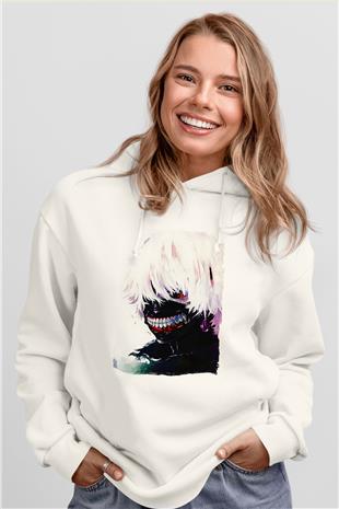 Bleach Baskılı Beyaz Unisex Hoodie