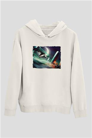 Bleach Baskılı Beyaz Unisex Hoodie