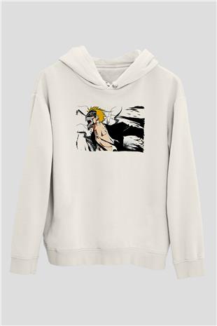 Bleach Baskılı Beyaz Unisex Hoodie