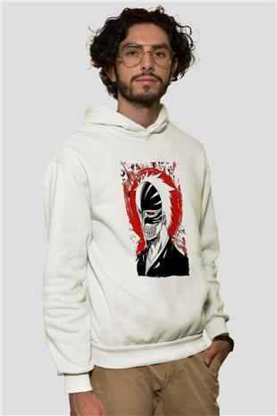 Bleach Baskılı Beyaz Unisex Hoodie