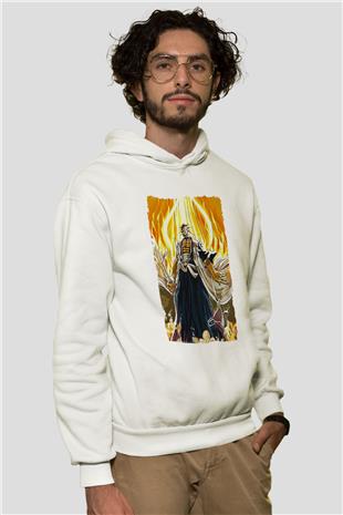 Bleach Baskılı Beyaz Unisex Hoodie