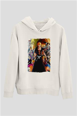 Bleach Baskılı Beyaz Unisex Hoodie