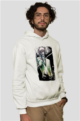 Bleach Baskılı Beyaz Unisex Hoodie
