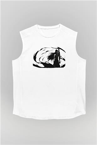 Bleach Baskılı Beyaz Unisex Kolsuz Tişört - Tshirt