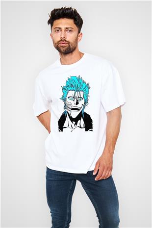 Bleach Baskılı Beyaz Unisex Oversize Tişört - Tshirt