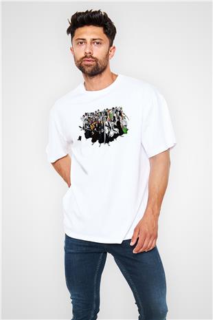Bleach Baskılı Beyaz Unisex Oversize Tişört - Tshirt