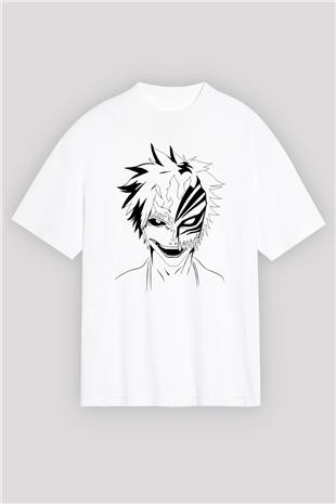 Bleach Baskılı Beyaz Unisex Oversize Tişört - Tshirt
