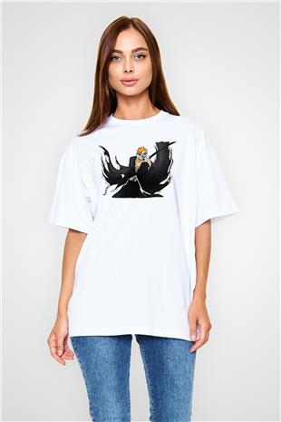 Bleach Baskılı Beyaz Unisex Oversize Tişört - Tshirt