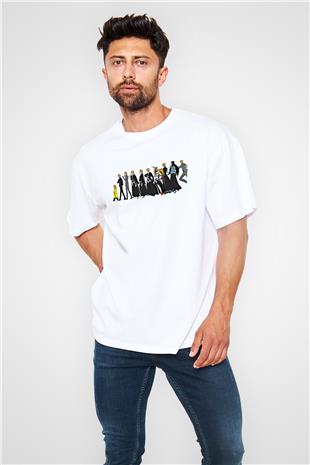 Bleach Baskılı Beyaz Unisex Oversize Tişört - Tshirt