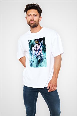 Bleach Baskılı Beyaz Unisex Oversize Tişört - Tshirt