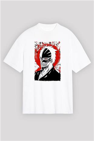 Bleach Baskılı Beyaz Unisex Oversize Tişört - Tshirt