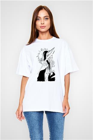 Bleach Baskılı Beyaz Unisex Oversize Tişört - Tshirt