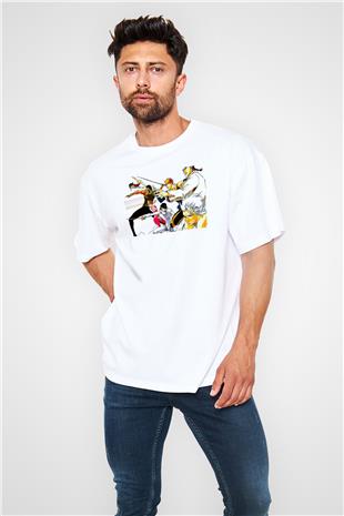 Bleach Baskılı Beyaz Unisex Oversize Tişört - Tshirt