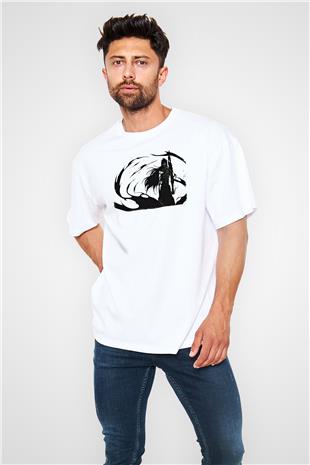 Bleach Baskılı Beyaz Unisex Oversize Tişört - Tshirt