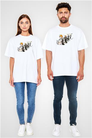 Bleach Baskılı Beyaz Unisex Oversize Tişört - Tshirt