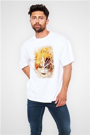 Bleach Baskılı Beyaz Unisex Oversize Tişört - Tshirt