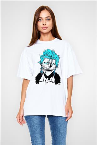 Bleach Baskılı Beyaz Unisex Oversize Tişört - Tshirt