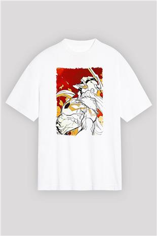 Bleach Baskılı Beyaz Unisex Oversize Tişört - Tshirt