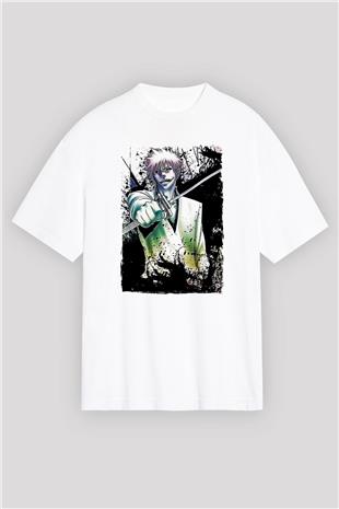 Bleach Baskılı Beyaz Unisex Oversize Tişört - Tshirt