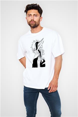 Bleach Baskılı Beyaz Unisex Oversize Tişört - Tshirt