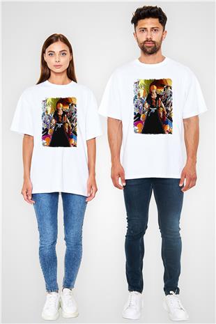 Bleach Baskılı Beyaz Unisex Oversize Tişört - Tshirt